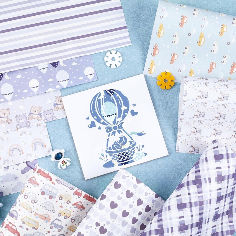 HTVSTD Boho Sublimation Ink Transfer Sheets 10 Sheets 12'' x 10''Plaid Sublimation Paper Rainbow/Car/Bear/Baby Elephant Pattern Transfer Sheets for Mugs Tumblers DIY Transfer Paper - Image 4